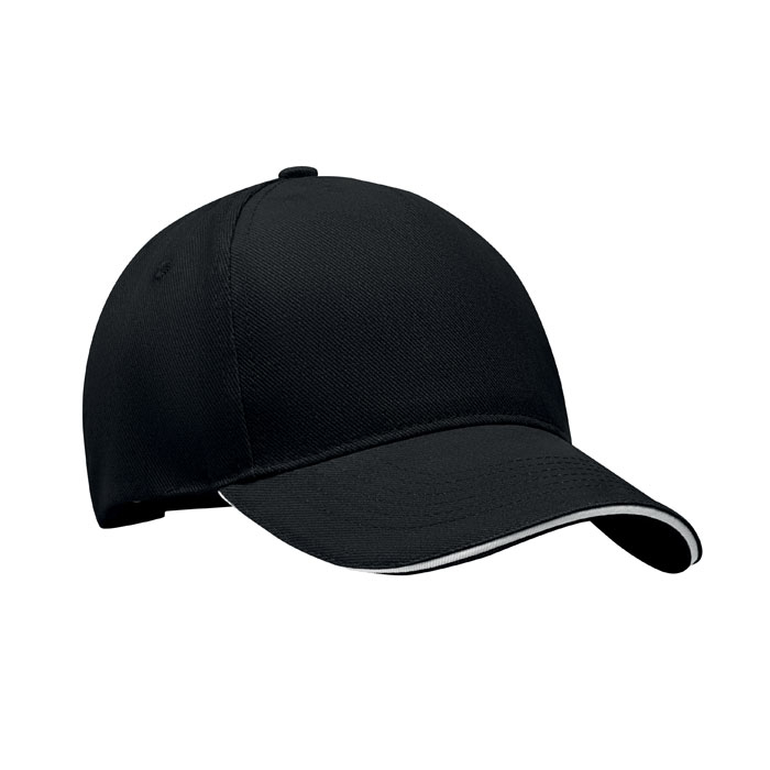 Casquette de baseball promotionnelle à 5 pans Blanc / Noir